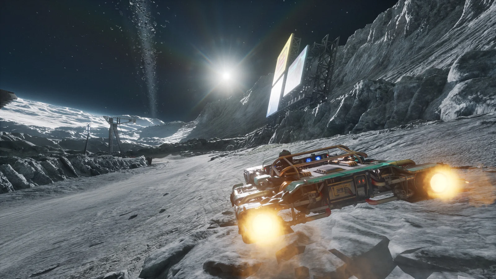 A Galactic Racer circuit with racing vehicles in view